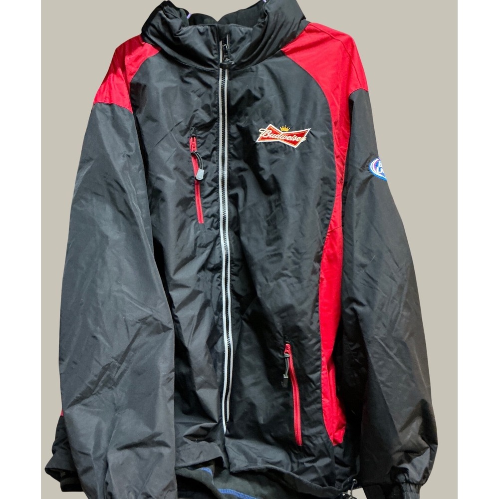 Budweiser Vintage Style 3-in-1 Jacket Embroidered Logo Red Black 2XL Racing Fit
